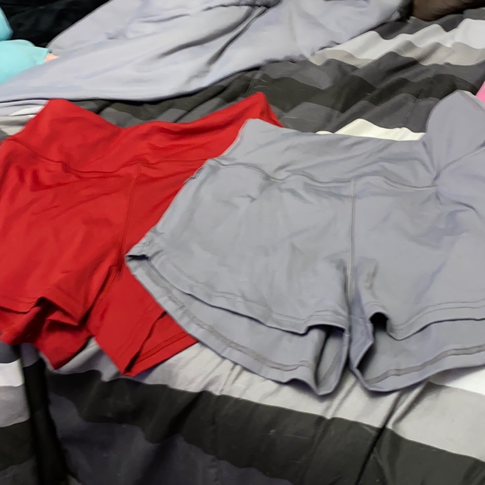 Active wear shorts red pair size med grey pair size small